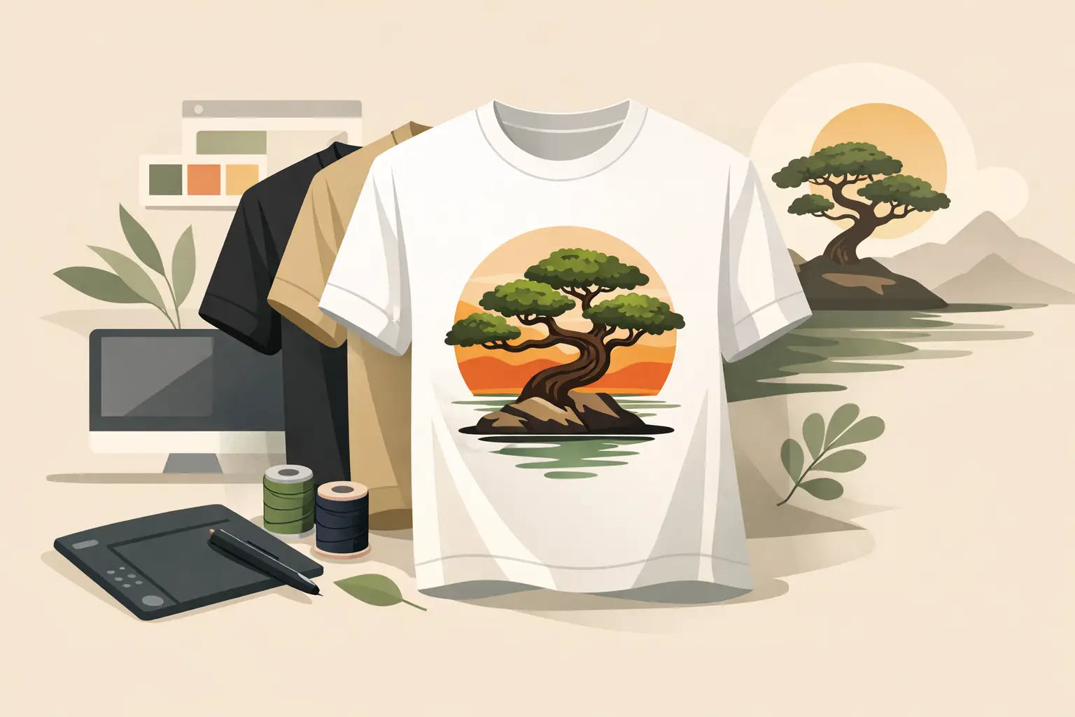 Bonsai T Shirt Design mit echtem Stil