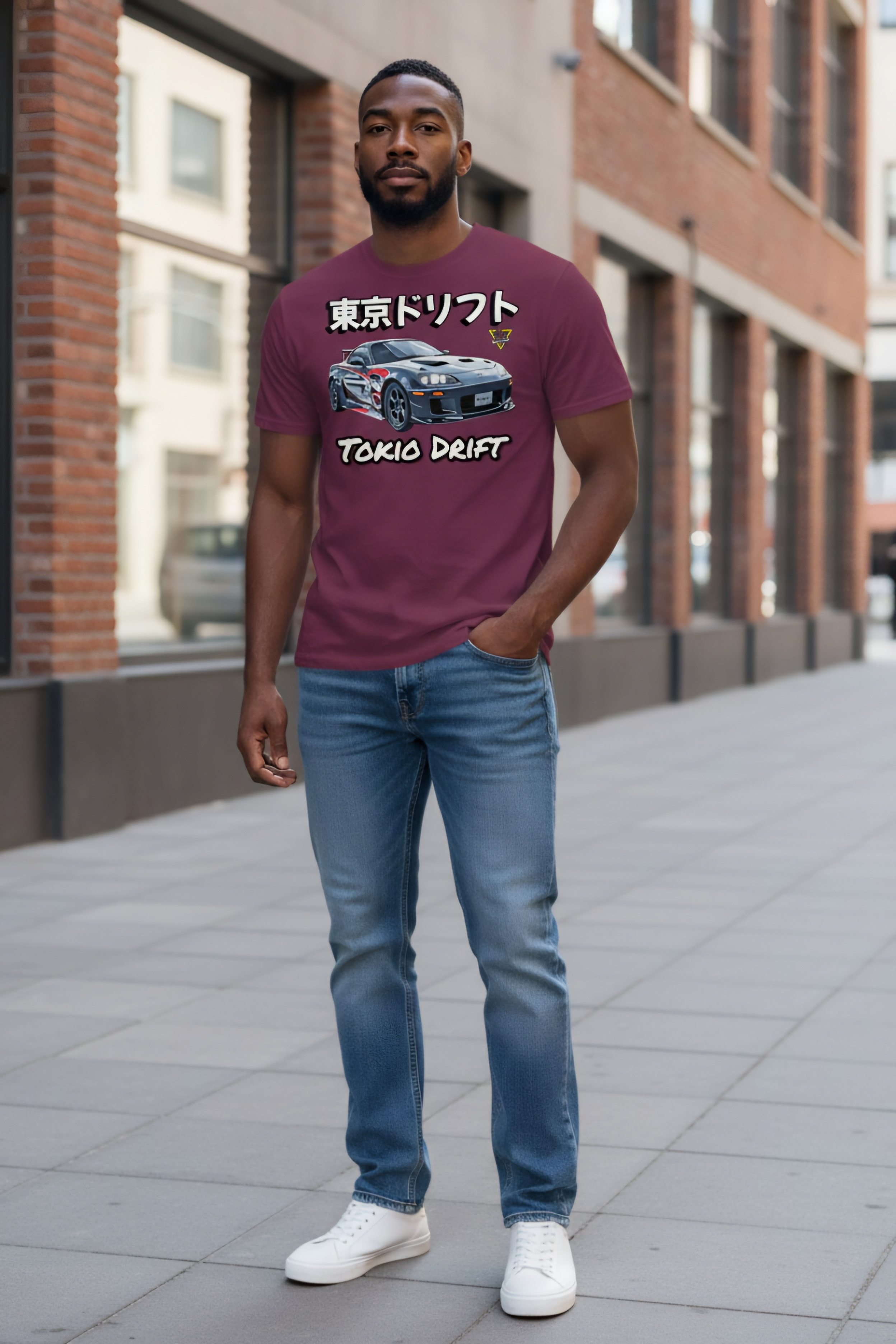 Unisex-Shirt "Race - Tokio Drift" von Banpuku, bequemes Premium-Shirt mit driftigem Design, sichtbar auf dem Bild