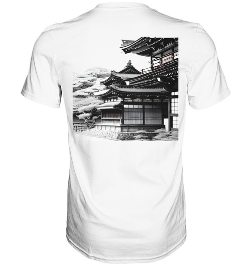 Banpuku Kominka Premium Unisex-Shirt, Rückenseite mit schlichtem Design, weiches Material, moderne Passform, hochwertige Verarbeitung.