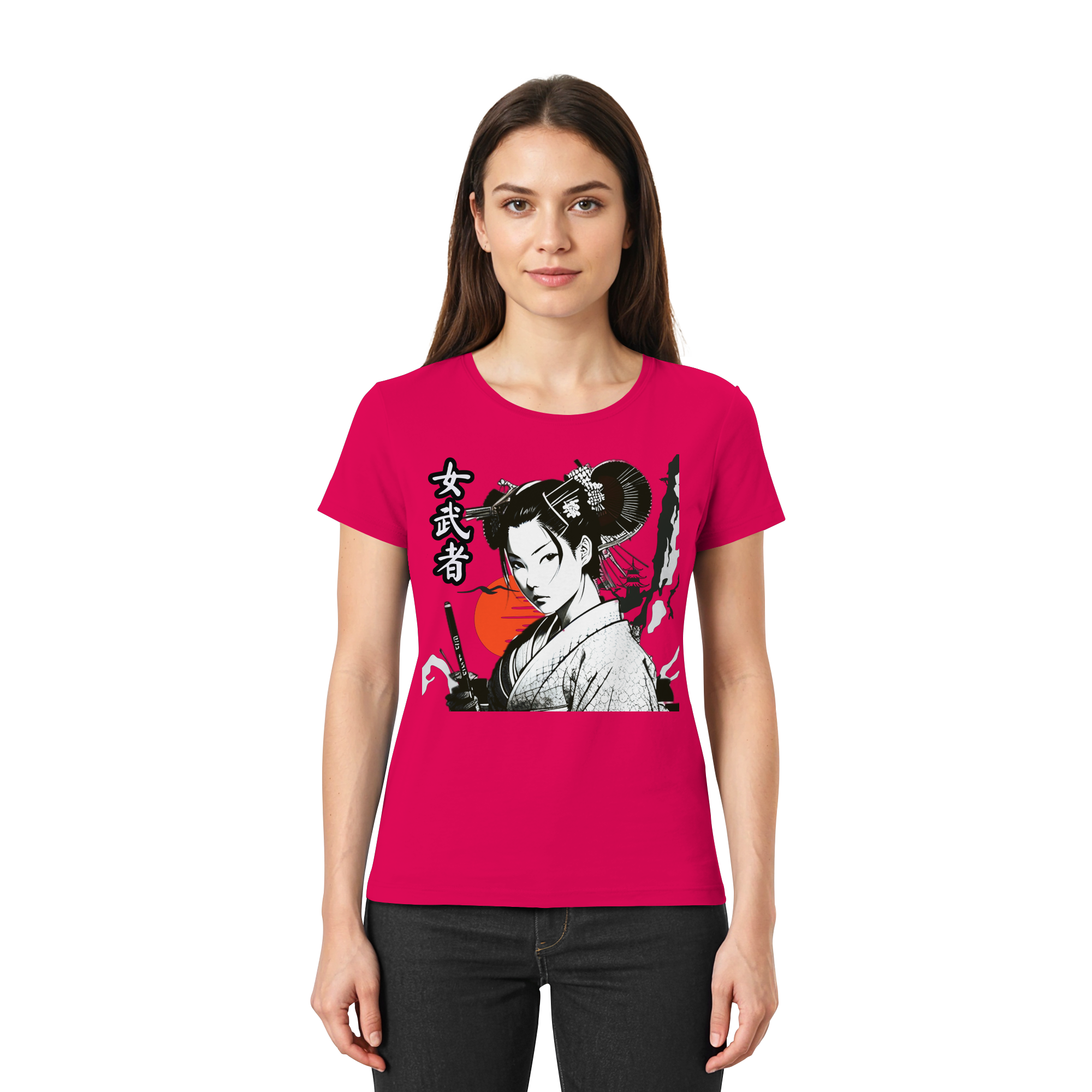 Vorderansicht eines Damen Premium-Shirts von Banpuku, elegantes Sorbet-Farben Design, bequemes Lady-Shirt für Damen