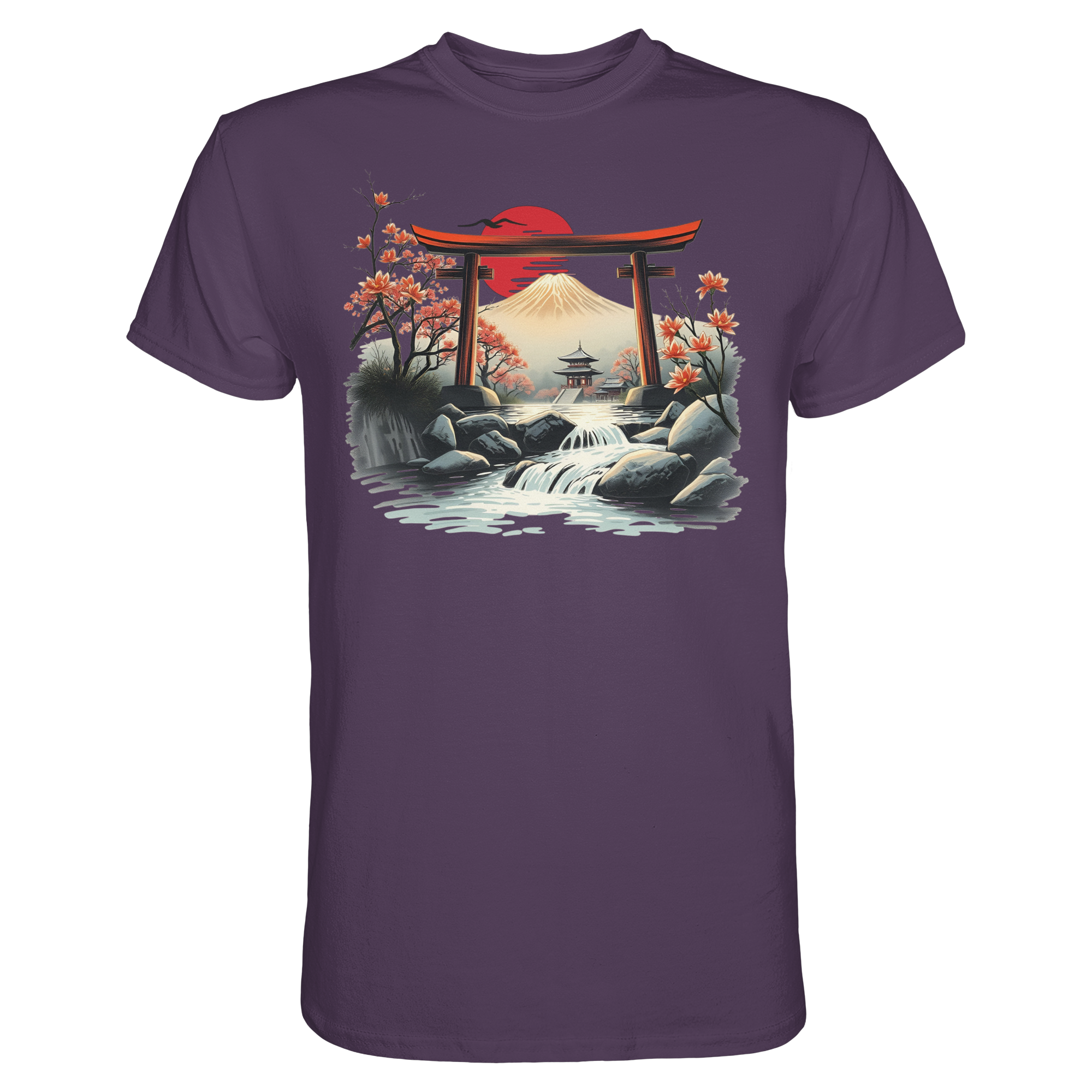 Unisex Premium Shirt von Banpuku, urbanes lila T-Shirt mit modernem Design, Vorderansicht, hochwertige Baumwolle.