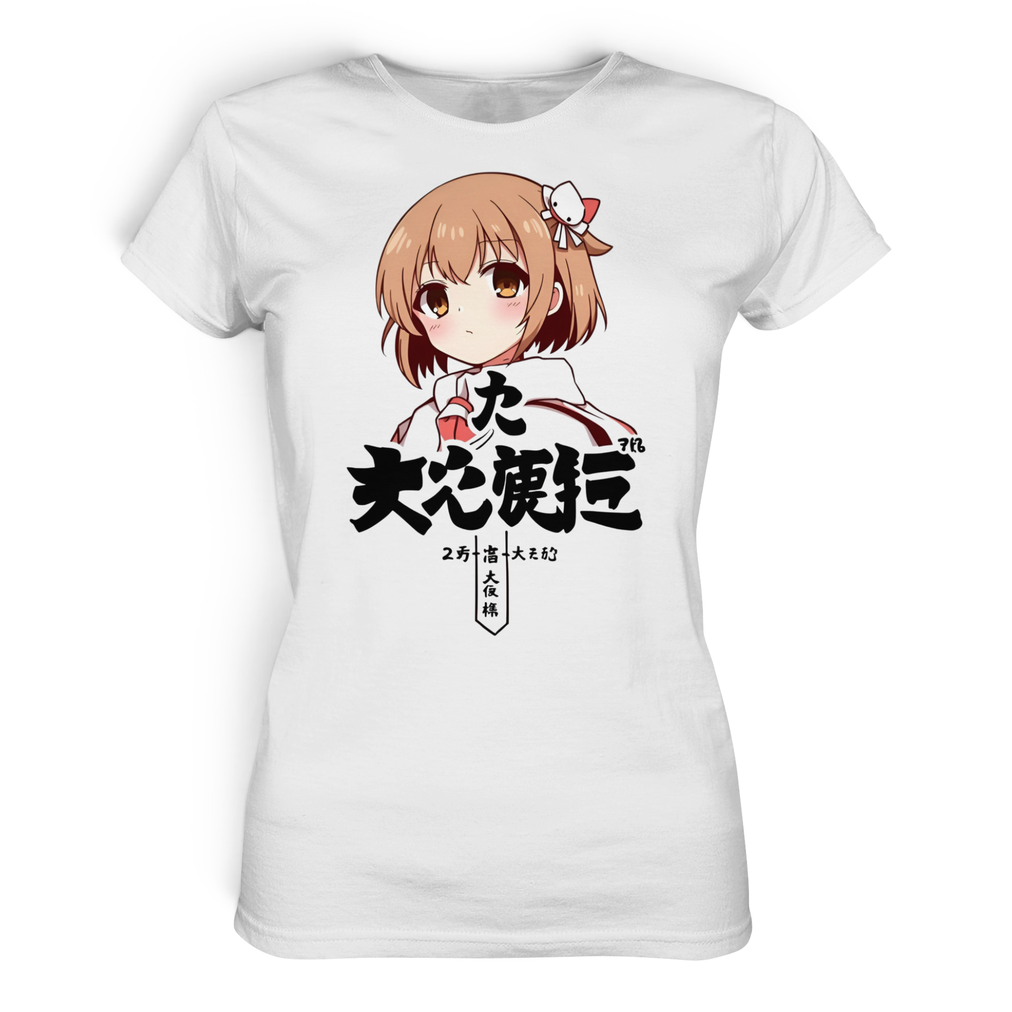 Banpuku Damen Premium-Shirt Mara, weißes Damen-Lady-Shirt aus hochwertigem Material, vorne zu sehen.
