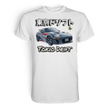 Weißes Unisex-Shirt mit Race Tokio Drift Motiv von Banpuku, Vorderansicht, hochwertiges Premium-Design