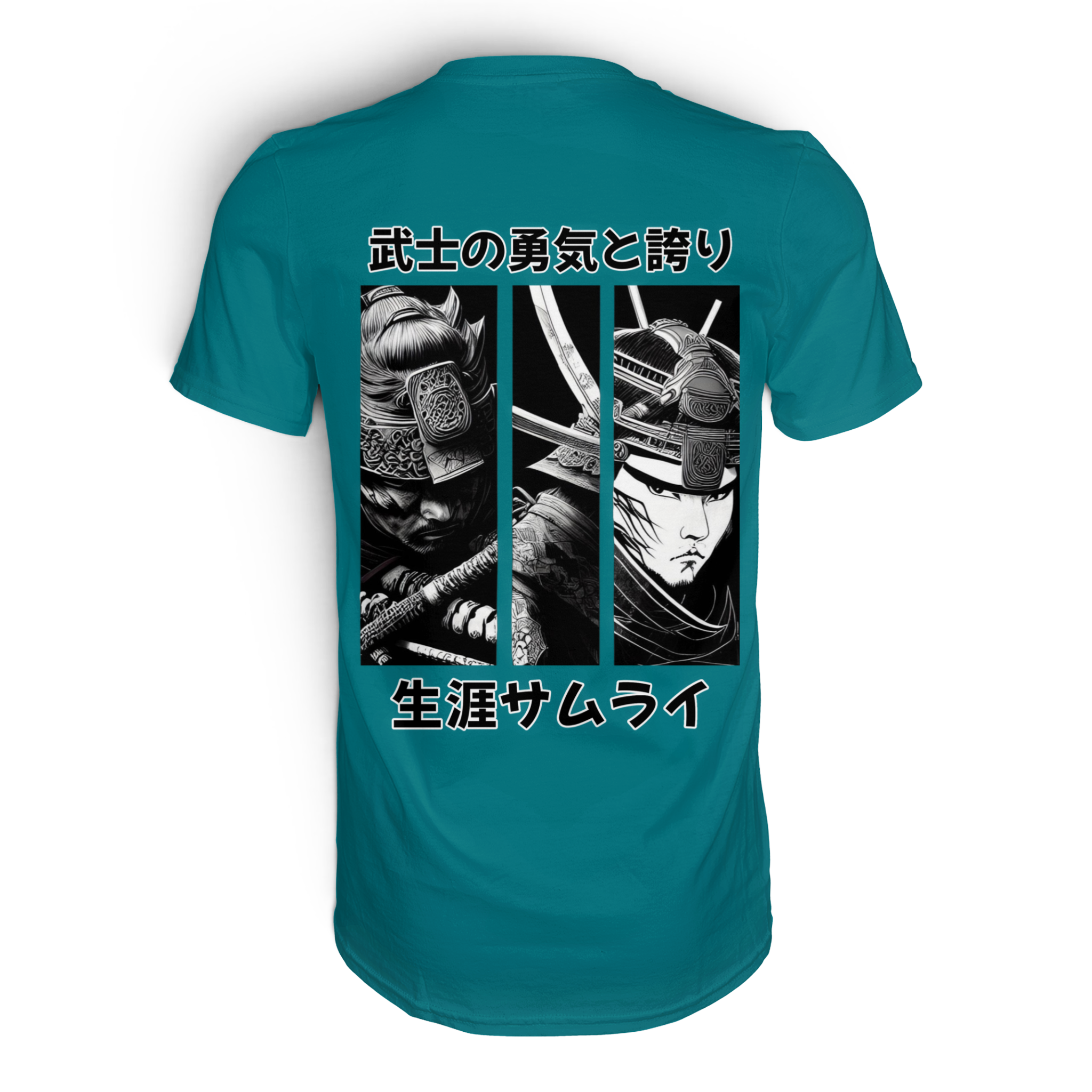 Ronen - Premium-Unisex-Shirt von Banpuku, Rückenansicht in blau, hochwertiges Baumwollshirt mit modernem Schnitt