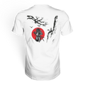 Unisex Premium-Shirt von Banpuku mit Samurai-Design, Blick auf den Rücken, hochwertige Baumwollqualität, modernes Streetwear-Design
