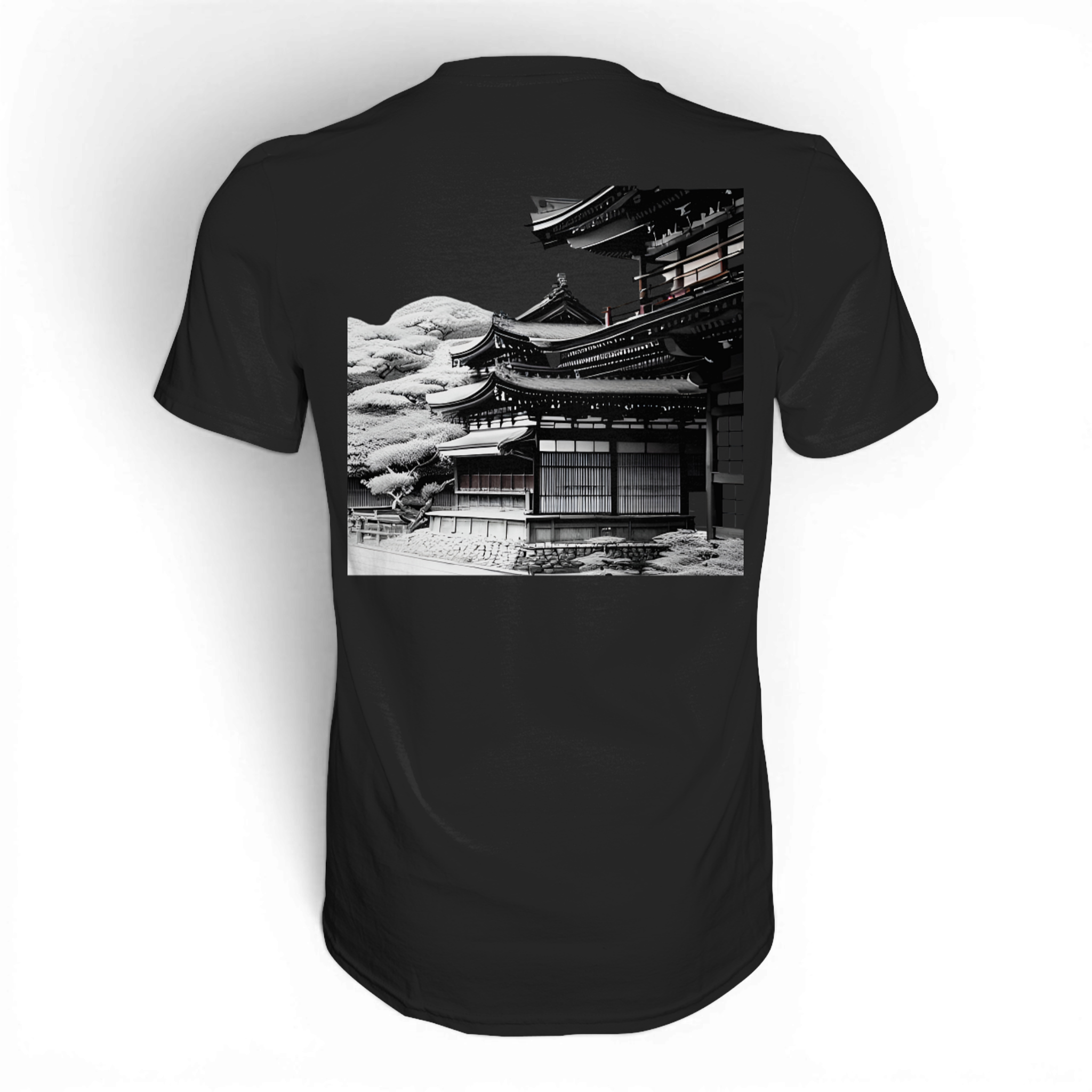 Unisex Premium-Shirt von Banpuku mit Rückendesign, hochwertiges Baumwollshirt in modernem Stil, auf weißem Hintergrund fotografiert.