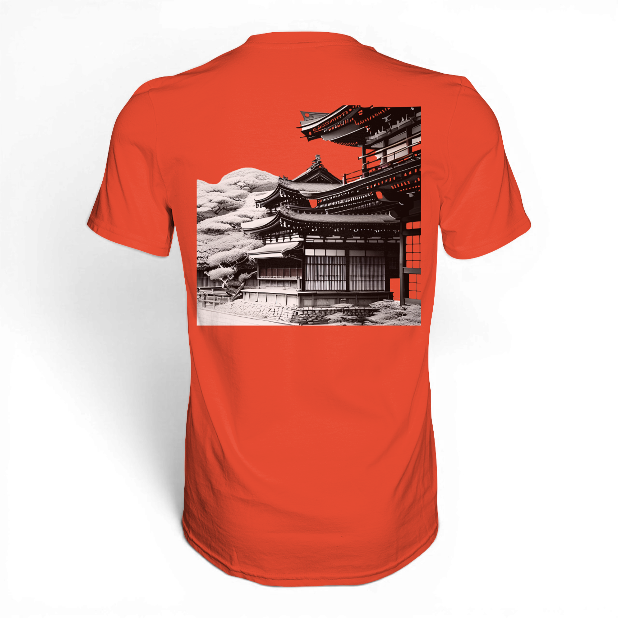 Hinteransicht des unisex Kominka Premium-Shirts von Banpuku, weich und bequem, aus hochwertigem Stoff, mit schlichtem Design