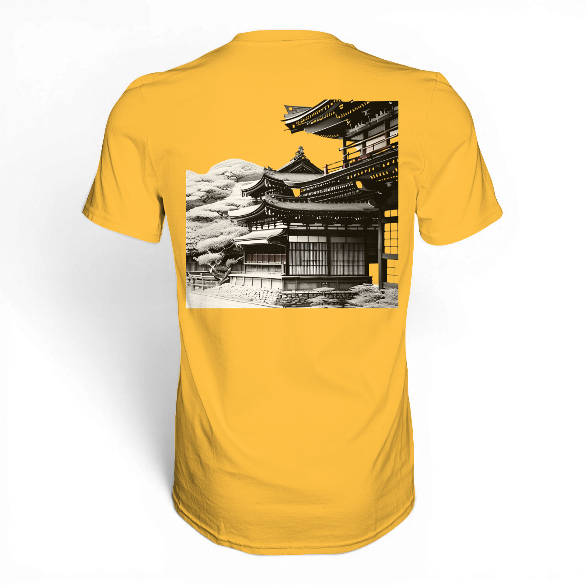 Unisex-Shirt von Banpuku, Kominka-Design, zeigt die Rückseite des Premium-Shirts in hochwertigem Material.